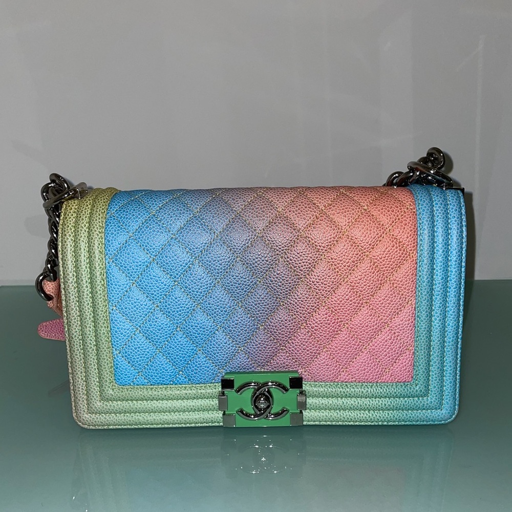 CHANEL RUNWAY Caviar Quilted Cuba Rainbow Boy Flap Multicolor